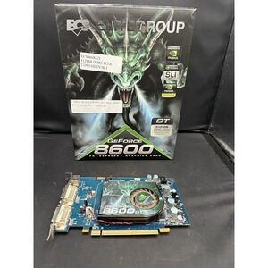 ECS GeForce 8600 GT graphics card with its‎ original box.